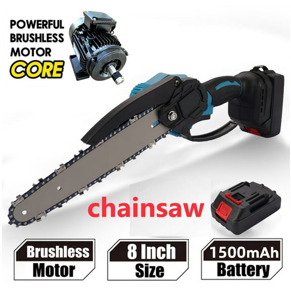 Tashhar Electric 8” Battery Powered Chainsaw, High-Capacity Brushless Motor and Portable