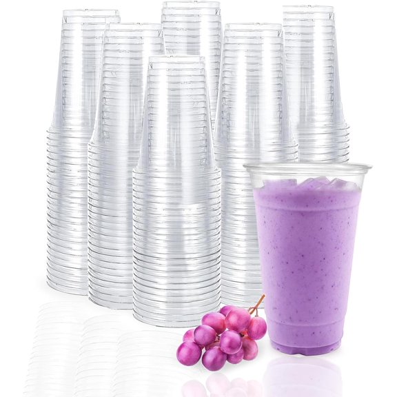 TashiBox plastic cups [24 oz 100cups],Clear Crystal disposable plastic cups,smoothie cup