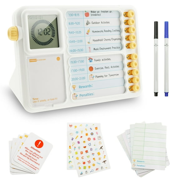 Task Timer for Kids Silent Visual Timer with Chore Chart Board Efficient Time Management Tool for Home School Classroom Desk