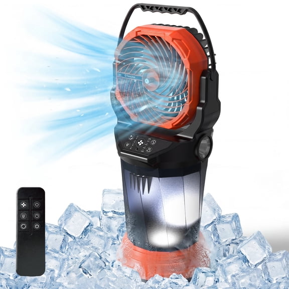 TaskStar 2L Misting Fan Portable Battery Powered Outdoor Oscillating Cooling Camping Fan with Remote Control,RGB Ambient Light, 120° Auto Oscillating, Timing Function