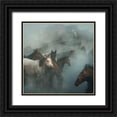 thumbnail image 1 of Taskin, Huseyin 20x20 Black Ornate Wood Framed with Double Matting Museum Art Print Titled - Lost Horses, 1 of 4