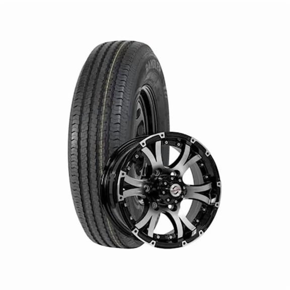 Taskmaster TSKB-22575R150E-F-60655BMBB2-V ST225-75R15 Rambler LRE Trailer Assembly Black Machined Lip & Face Aluminum Wheel - 15 x 6 & 6 x 5.5 in., 2830 LCC