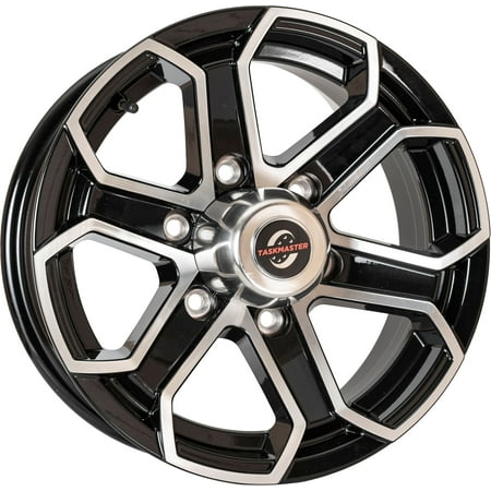 Taskmaster Trinity 6 Spoke Aluminum Trailer Wheel Rim 15x6 6x5.5 Black Machined Face