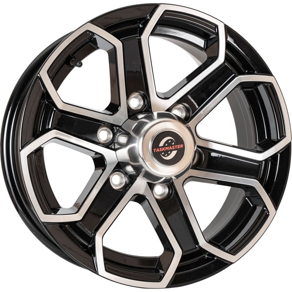 Taskmaster Trinity 6 Spoke Aluminum Trailer Wheel Rim 15x6 6x5.5 Black Machined Face