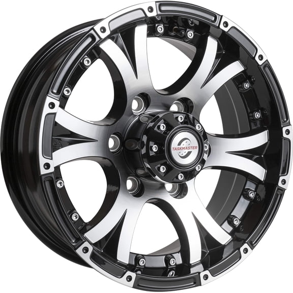 Taskmaster Viking Aluminum Trailer Wheel Rim 15x6 6x5.5 Black Machined Lip and Face with Black Cap