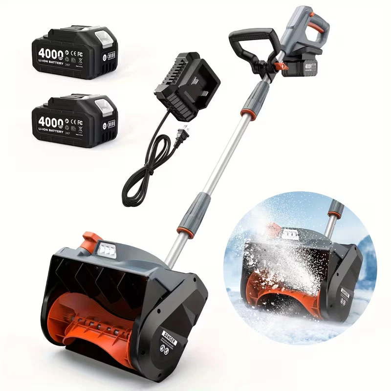 Taskstar 12" Electric Cordless Snow Shovel, 20V, 2x4.0 Ah Battery 300lb/min Snow Removal, 23FT Throw Distance with Led Light