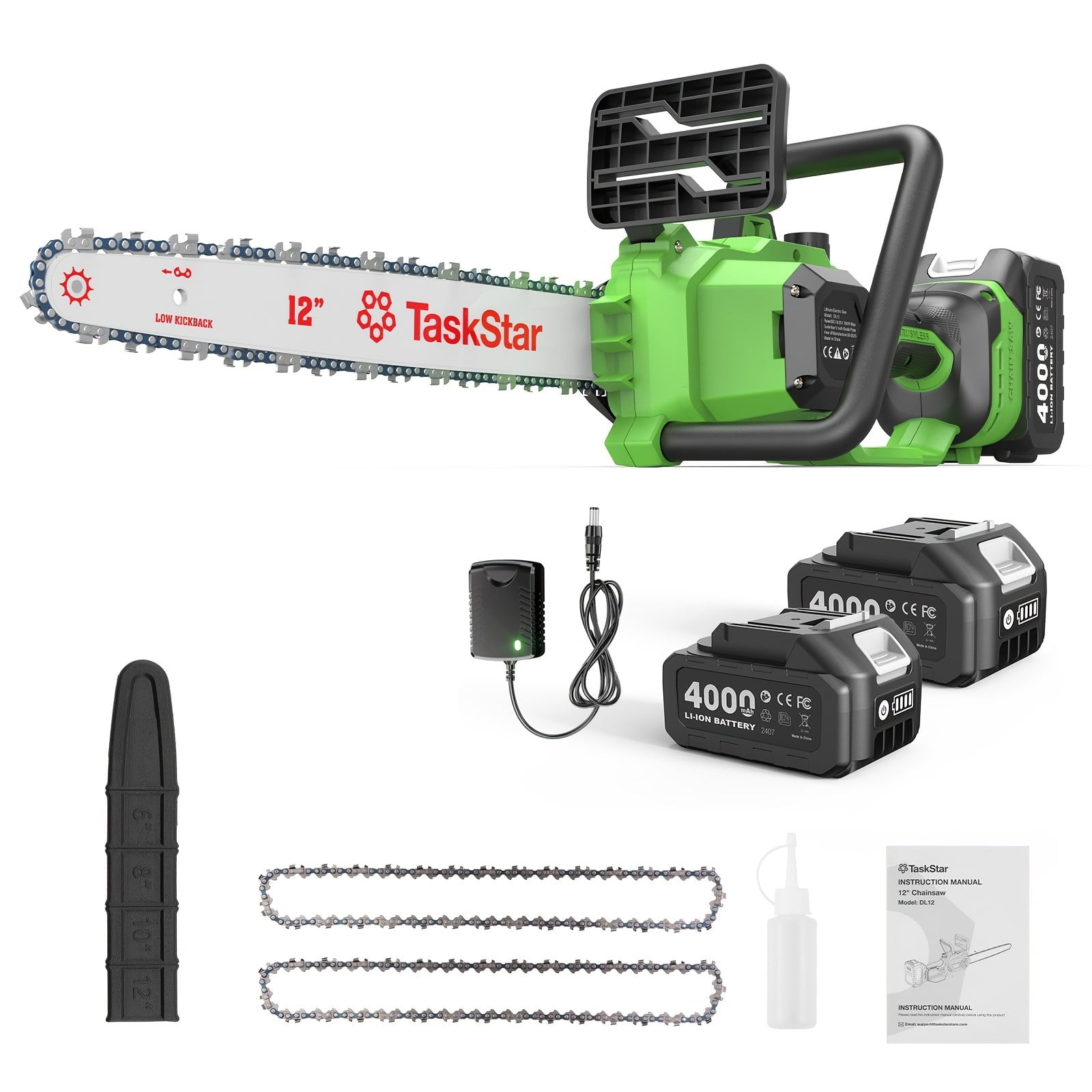 Taskstar 12in Electric Chainsaw Battery Powered with Charger, Cordless Handheld  Pruning Saw For Trees Trimming