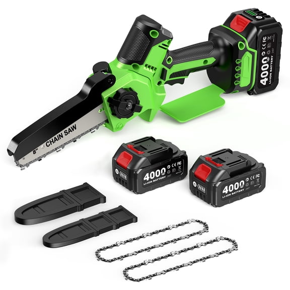 Taskstar 8 Inch & 6 Inch Cordless Electric Battery Powered Mini Chainsaw, Handheld Tree Saw Branch Trimming Wood Cutting