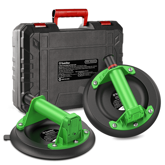 Taskstar 8inch 200KG Tile Suction Cups with Handle and Pump, 440 lbs Heavy Duty Vacuum Lifter for Glass Granite Metal Windows