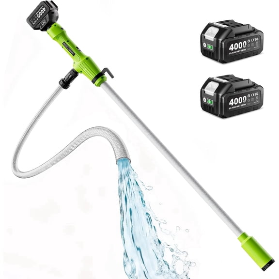 Taskstar Cordless Stick Transfer Pump for Water/Diesel, 2.2" Filter OD, 720GPH Fast Drain, Battery Powered 60-Min Runtime, 16FT Lift Head for Basement, Pool, Pond, Rain Barrels, Boat, Aquarium, RV