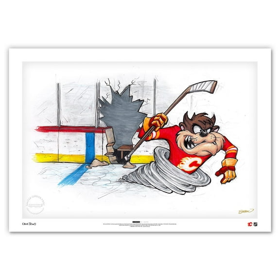 Tasmanian Devil Calgary Flames 24" x 36" Looney Tunes Fine Art Print - Limited Edition