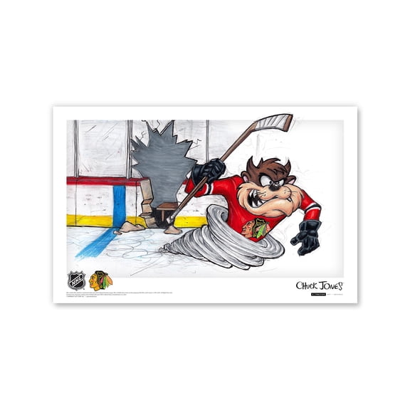 Tasmanian Devil Chicago Blackhawks 11" x 17" Looney Tunes Poster Print