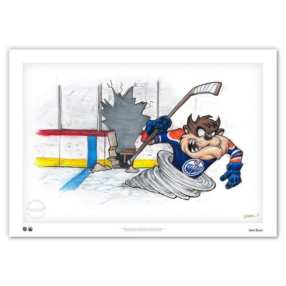 Tasmanian Devil Edmonton Oilers 14" x 20" Looney Tunes Fine Art Print - Limited Edition