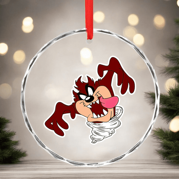 Tasmanian Devil Ornament Cartoon Ornament CIRCLE Glass Ornament