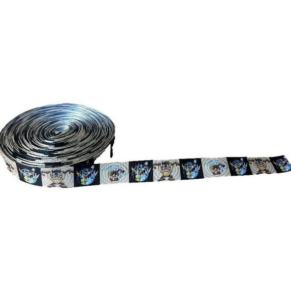Tasmanian Devil Taz Cartoon Character Grid 1" Wide 3 Yards Repeat Ribbon