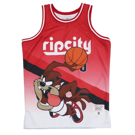 Tasmanian Taz Devil Portland Rip City Men's Headgear Classics Embroidered Basketball Jersey (XXX-Large)