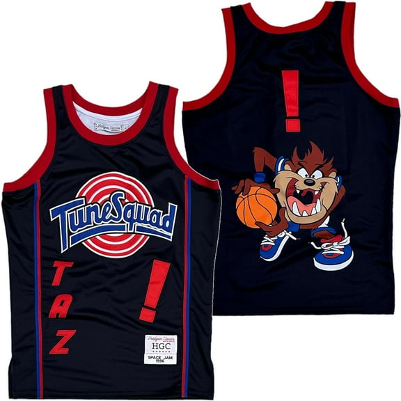 Tasmanian Taz Devil Tune Squad Space Jam Men Headgear Classics Basketball Jersey (XX-Large, Black)
