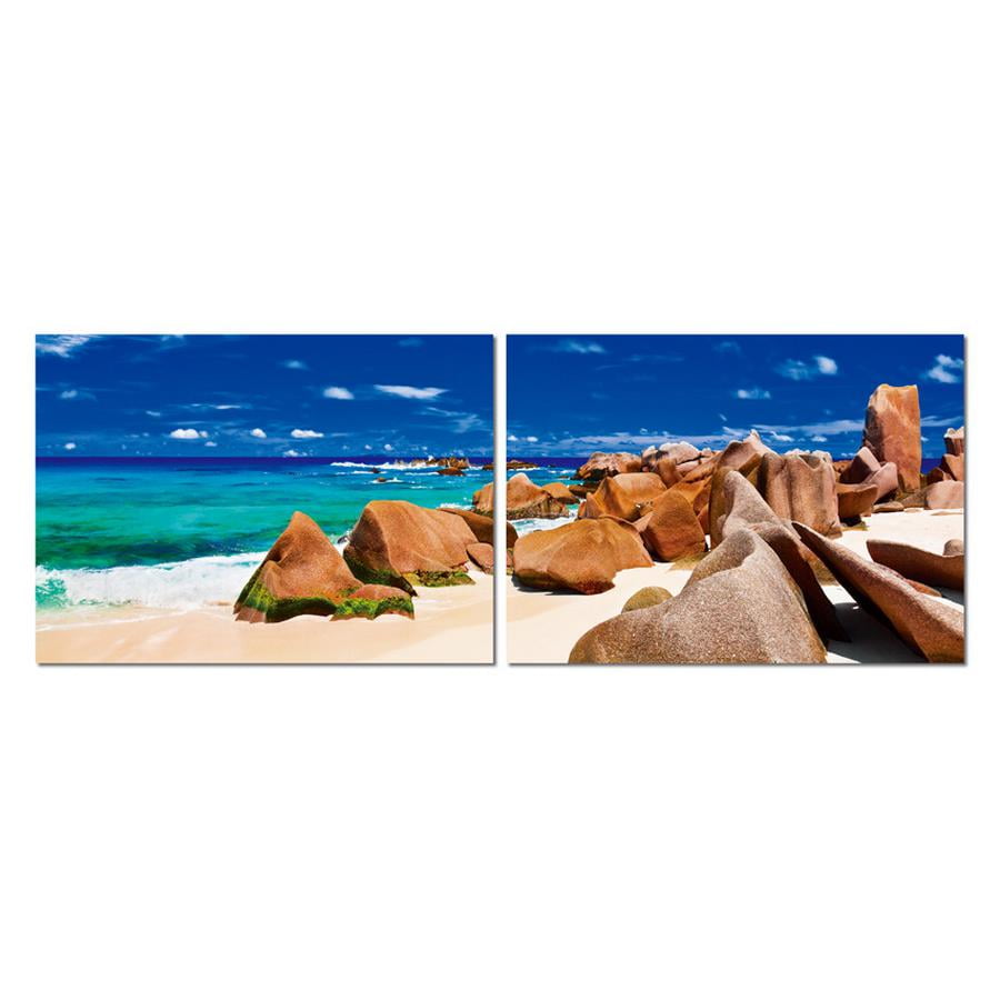Tasmanian Tide Multicolor Coastal Canvas Diptych