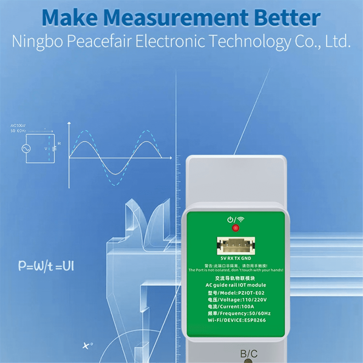 Tasmota Wifi Energy Power Meter AC Single Phase Din Rail Meter Electric Wattmeter Tasmota ESPHome for Home Assistant,1 * tasmota wifi Energy Power Meter 2 * Cable