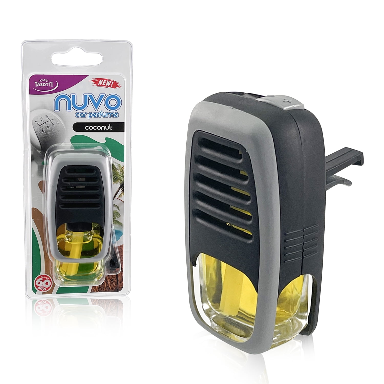 Tasotti Car Perfume Air Freshener, Essential Car Air Freshener for Long-lasting Scent and Car Odor Eliminator, Nuvo Car Perfume Collection, Coconut