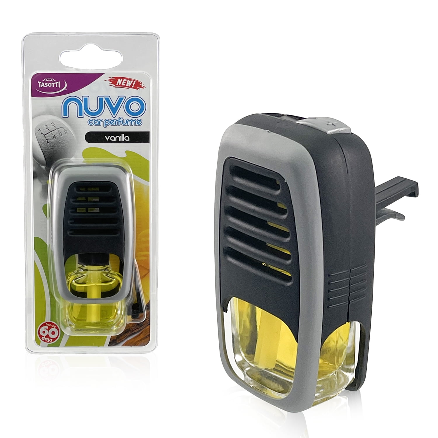 Tasotti Car Perfume Air Freshener, Essential Car Air Freshener for Long-lasting Scent and Car Odor Eliminator, Nuvo Car Perfume Collection, Vanilla