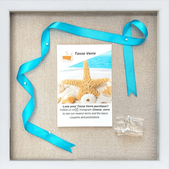 Tasse Verre 10x10 White Shadow Box Frame with Linen Background and 8 Stick Pins - Large Shadowbox Picture Frame - Boxes Display Frame