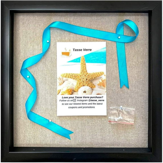 Tasse Verre 12x12 Black Shadow Box (1-Pack) Frame w/ Linen -16 Stick Pins