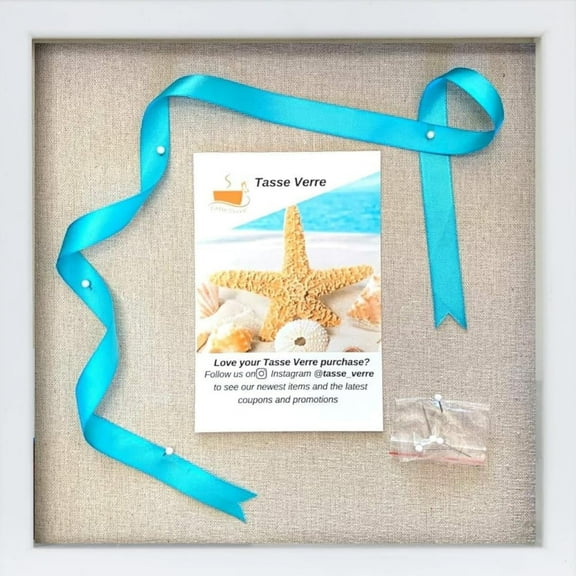 Tasse Verre 12x12 White Shadow Box (1-Pack) Frame w/ Linen -8 Stick Pins