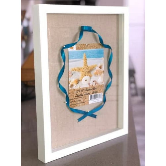 Tasse Verre 12x15 White Shadow Box (1-Pack) Frame w/ Linen - 8 Thumb Pins