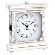 Tasse Verre Rustic Shelf Clock (Quiet) for Living Room Mantel, Table, or Desk 9" by 7" Farmhouse