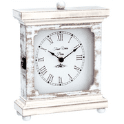 Tasse Verre Rustic Shelf Clock Quiet for Living Room Mantel, Table, or Desk 9 by 7 Farmhouse