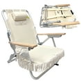 thumbnail image 1 of Tassel Backpack Beach Chair - 5 Positions and Cup Holder Pouch on Side - Padded Pillow - Storage Bag on Back – Lightweight Rustproof Aluminum – Black Frame, 1 Pack TAN, 1 of 5