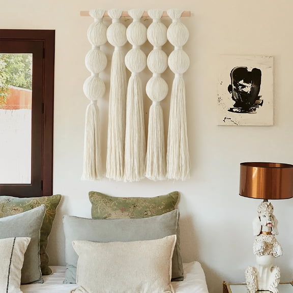 Tassel Balls Macrame Wall Decor for Dining Room Bedroom Wedding Backdrop 15.7"W 19.6"L