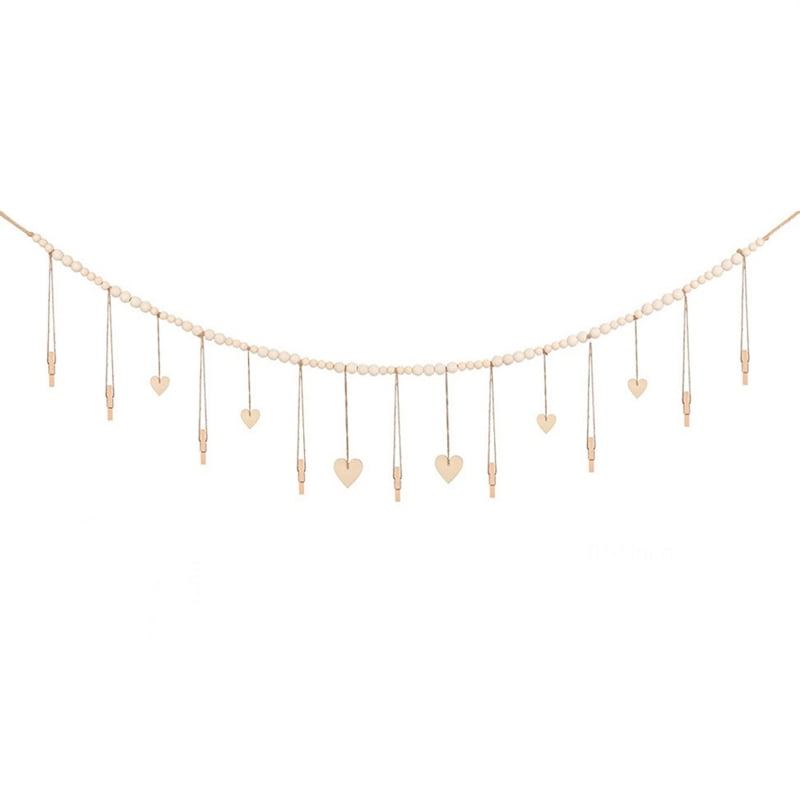 Tassel Bead String Wooden Clip Photo Hanger Clothespin Hanging Pictures