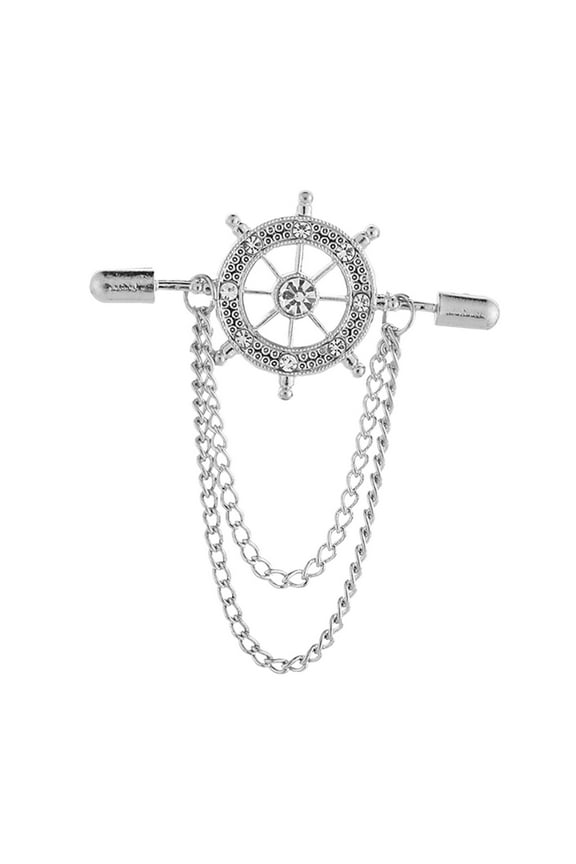 Tassel Chain Brooch Alloy Formal Lapel Pin for Collar Coat Father's Day Gift