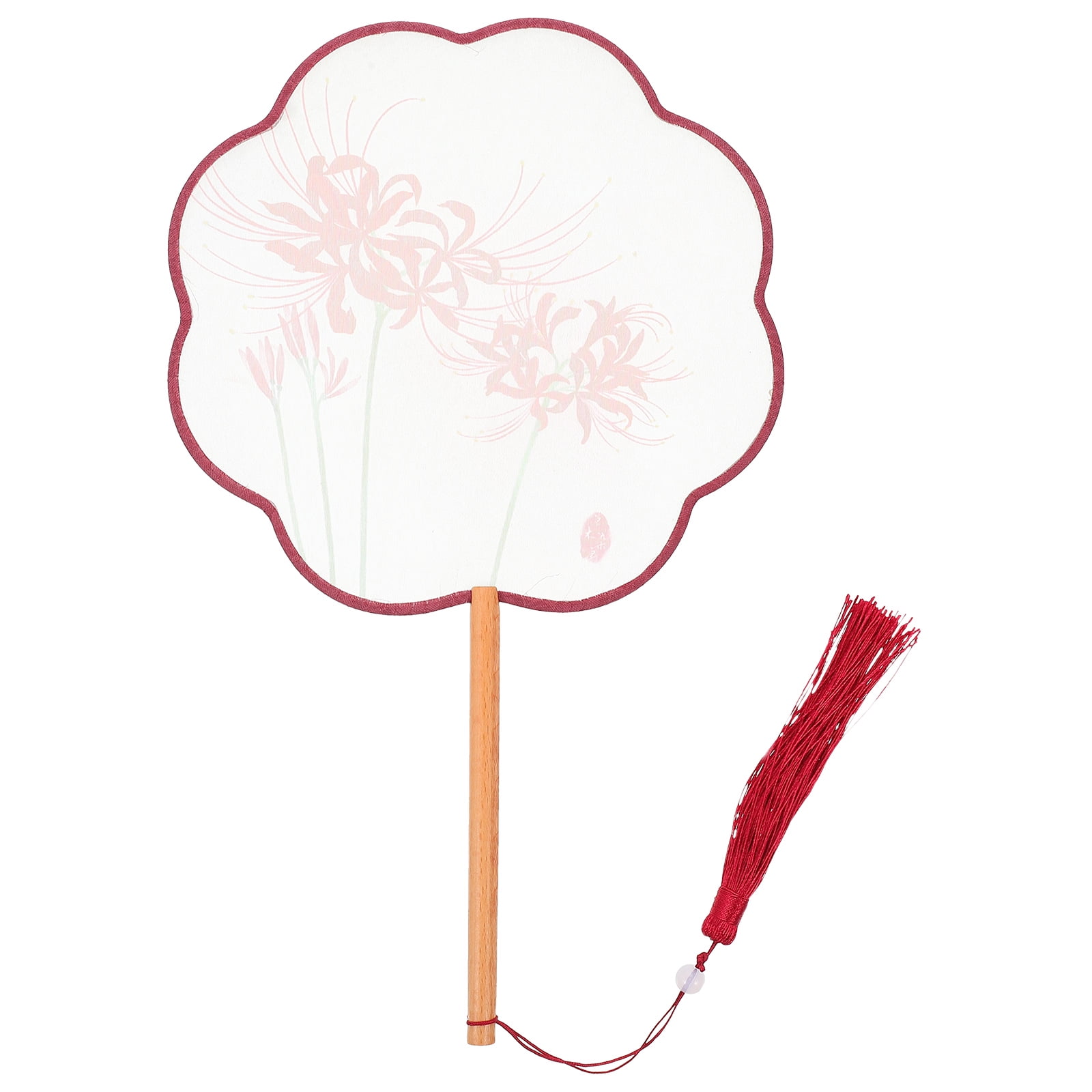 Tassel Circular Fan Chinese Fan Long Handle Translucence Hand Circular