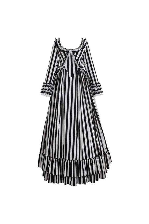 Tassel Costume Dress Black and White Striped Dress