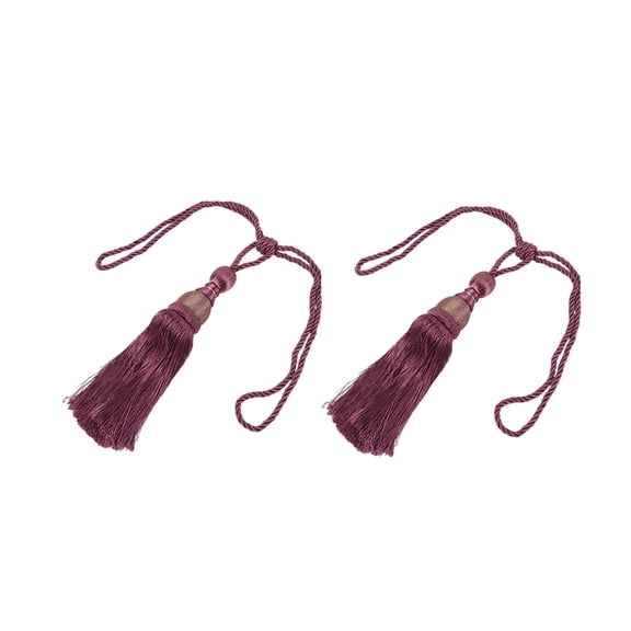 Tassel Curtain Tiebacks 2 Pack Handmade Large Drapery Holdbacks Rope - Braided Buckle Fringe for Home Office Hotel Window Decor, Set of 2, for Elegant Living Spaces