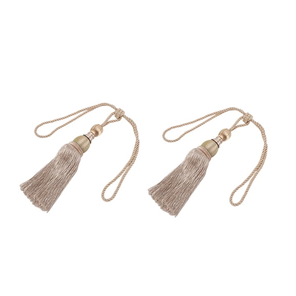 Tassel Curtain Tiebacks 2 Pack Handmade Large Drapery Holdbacks Rope - Braided Buckle Fringe for Home Office Hotel Window Decor, Set of 2, for Elegant Living Spaces
