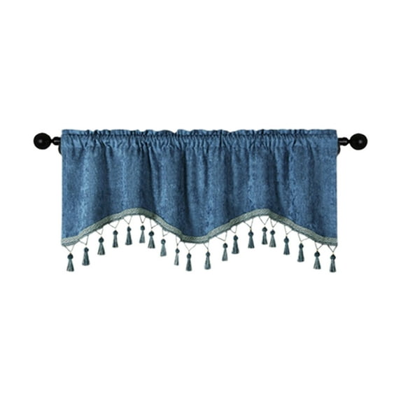Tassel Curtain Valance for Kitchen Cabinet Farmhouse Semi Sheer Curtain Tiers for Room Divider Bathroom Rod Pocket Rustic Cafe Curtains for Home Decor 1 Panel