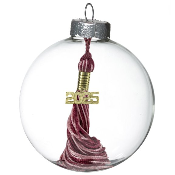 Tassel Depot 2025 Graduation Ornament - Over a Hundred Colors Available - Maroon / Lt Pink