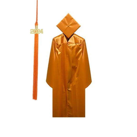 Tassel Depot Graduation Cap and Gown Set with Tassel - Made in USA - Perfect for High School or College 2024 - Orange - Large