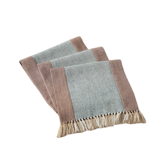 Tassel Double Table Runners Household Table Cloth Cotton Linen Table Double Cloth (Blue Size 1)