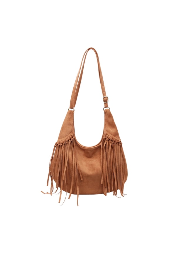 Tassel Faux Leather Handbag - 3-in-1 Convertible Satchel with Removable Strap, Spacious Vintage-Inspired Purse for Women