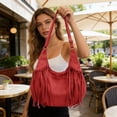 thumbnail image 1 of Tassel Faux Leather Handbag Large Capacity Top Handles Shoulder Bag 3In1 Convertible Satchel With Removable Crossbody Strap Soft Textured Purse For Women Everyday Work Travel Use, 1 of 7
