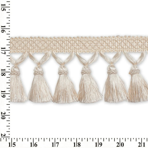 Tassel Fringe 4" Wide Polyester Braided Trim Sold By The Yard - Ivory