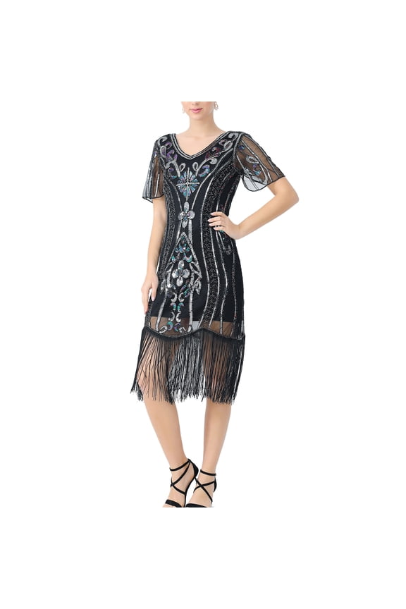 Tassel Fringe Flapper 1920S Style Beaded Short Ladies Party Prom Event Dresses