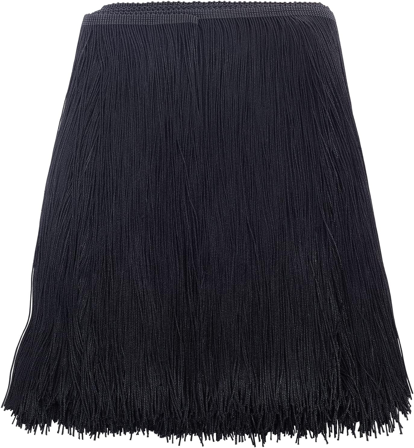 Tassel Fringe Polyester Ribbon for Garment Accessories Black 270~280x1mm about 9.5m/roll