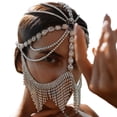 thumbnail image 1 of Tassel Head Chain Mask Chain with Rhinestone Crystal Bridal Headdress for Party, 1 of 12