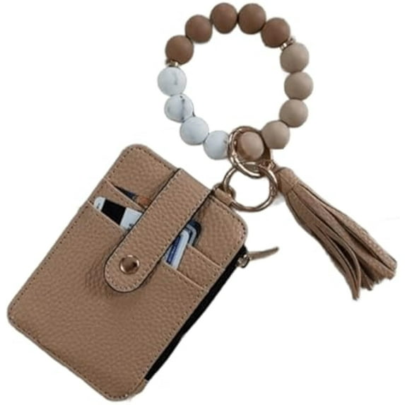 Tassel Keychain Stylish Western Cowboy Bead Keychain Wristlet Wallet for Card Holder Coin Purse